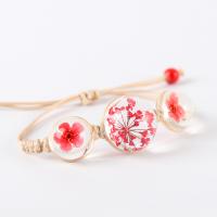Lampwork Woven Ball Bracelets, with Dried Flower & Porcelain & Nylon Cord, Unisex & adjustable 15mm,20mm Approx 3.74 Inch 