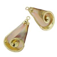 Brass Shell Pendants, with Shell, gold color plated, fashion jewelry, 20-21x35-40x14-15mm Approx 2mm 