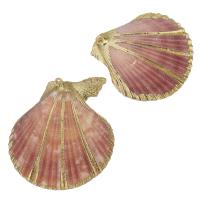 Brass Shell Pendants, with Shell, gold color plated, fashion jewelry, 39-43x41- Approx 2mm 