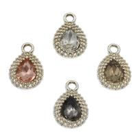 Zinc Alloy Teardrop Pendants, with Glass, platinum color plated, fashion jewelry Approx 2mm 