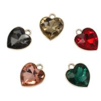 Zinc Alloy Heart Pendants, with Glass, gold color plated Approx 2mm, Approx 