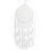 Fashion Dream Catcher, Iron, with Velveteen & Feather & Wood, handmade, for home and office & Bohemian style, white 