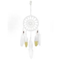 Fashion Dream Catcher, Iron, with Cotton Thread & Feather, handmade, for home and office & durable, white 