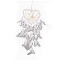 Fashion Dream Catcher, Plastic, with Feather & Polyester & Wood, handmade, for home and office white, 450-500mm,130mm 