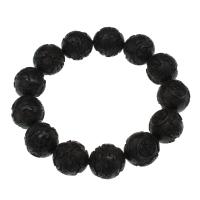 Black Sandalwood Bracelet, Round, Carved, fashion jewelry & Unisex, 17.5mm Approx 7.5 Inch 