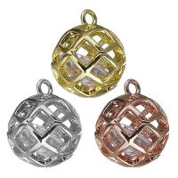 Cubic Zirconia Brass Pendants, with Cubic Zirconia, plated, fashion jewelry & hollow Approx 15mm 