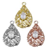 Cubic Zirconia Brass Pendants, plated, fashion jewelry & with cubic zirconia & hollow Approx 1.5mm 
