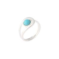 Turquoise Zinc Alloy Finger Ring, with turquoise, silver color plated & for woman, blue, nickel, lead & cadmium free 