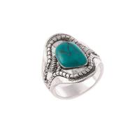 Zinc Alloy Finger Ring, with turquoise, antique silver color plated & for woman, nickel, lead & cadmium free 