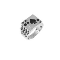 Enamel Zinc Alloy Finger Ring, Poker, silver color plated & for woman, nickel, lead & cadmium free, 13*19mm 