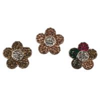 Zinc Alloy Shank Button, with Glass, Flower, gold color plated Approx 4mm, Approx 