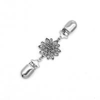 Zinc Alloy Collar Bar, Flower, antique silver color plated, for woman & hollow, 135*35mm 