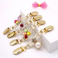 Zinc Alloy Collar Bar, with Plastic Pearl, gold color plated & for woman & enamel & with rhinestone, 136mm 