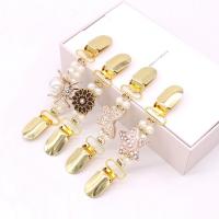 Zinc Alloy Collar Bar, with Plastic Pearl, gold color plated & for woman & with rhinestone, 130mm 