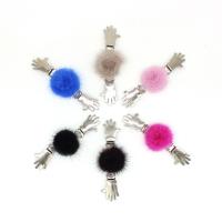 Zinc Alloy Collar Bar, with Mink fur, Hand, silver color plated, for woman & enamel nickel, lead & cadmium free, 130*40mm 