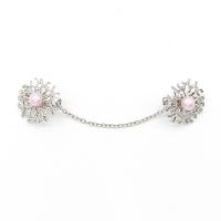 Zinc Alloy Collar Bar, with Plastic Pearl, silver color plated, for woman & hollow, pink, nickel, lead & cadmium free, 90*30mm 