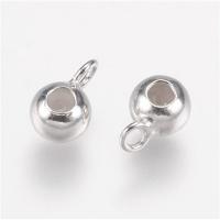 925 Sterling Silver Stopper Beads, with Silicone, Round, plated, with loop 4mm Approx 2mm 