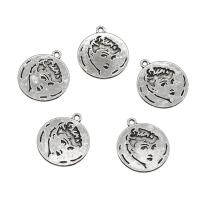 Zinc Alloy Flat Round Pendants, antique silver color plated Approx 1.5mm 