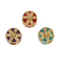 Zinc Alloy Large Hole Beads, Brass, gold color plated, micro pave cubic zirconia & enamel Approx 4mm 