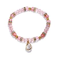 Zinc Alloy Crystal Bracelets, with Zinc Alloy, Heart, antique bronze color plated, for woman & with rhinestone 70mm 