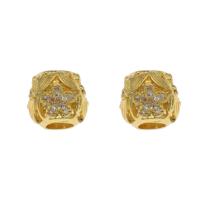 Zinc Alloy Large Hole Beads, Brass, gold color plated, micro pave cubic zirconia Approx 4mm 