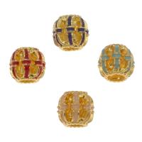 Zinc Alloy Large Hole Beads, gold color plated, enamel Approx 4mm 