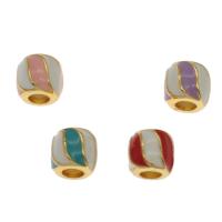 Zinc Alloy Large Hole Beads, Brass, Drum, gold color plated, enamel Approx 4mm 
