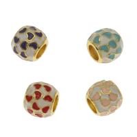 Zinc Alloy Large Hole Beads, Brass, Drum, gold color plated, enamel Approx 4mm 