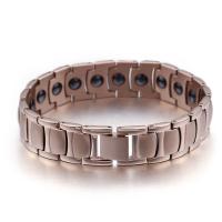 Titanium Steel Healing Bracelet, with Magnetic Hematite, rose gold color plated, hygienical & Unisex, 15mm Approx 7.8 Inch 