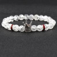 Clear Quartz Bracelet, with Brass, Crown, plated, fashion jewelry & Unisex & micro pave cubic zirconia 8mm Approx 7.48 Inch 