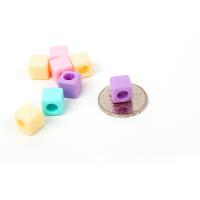 Acrylic Beads, Cube, injection moulding, Mini & cute & DIY, mixed colors, 10*10mm Approx 6mm, Approx 