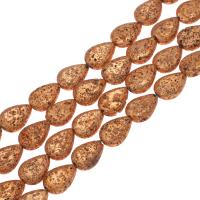 Natural Lava Beads, Teardrop, rose gold color plated Approx 1mm Approx 14.9 Inch, Approx 