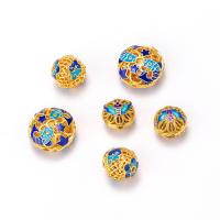Enamel Brass Beads, gold color plated & hollow 