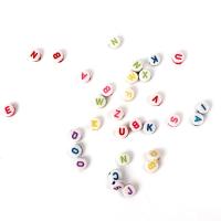 Perles en plastique ABS, Plat rond, Mini & lettres sont de A à Z & DIY, 7*3mm Vendu par sac