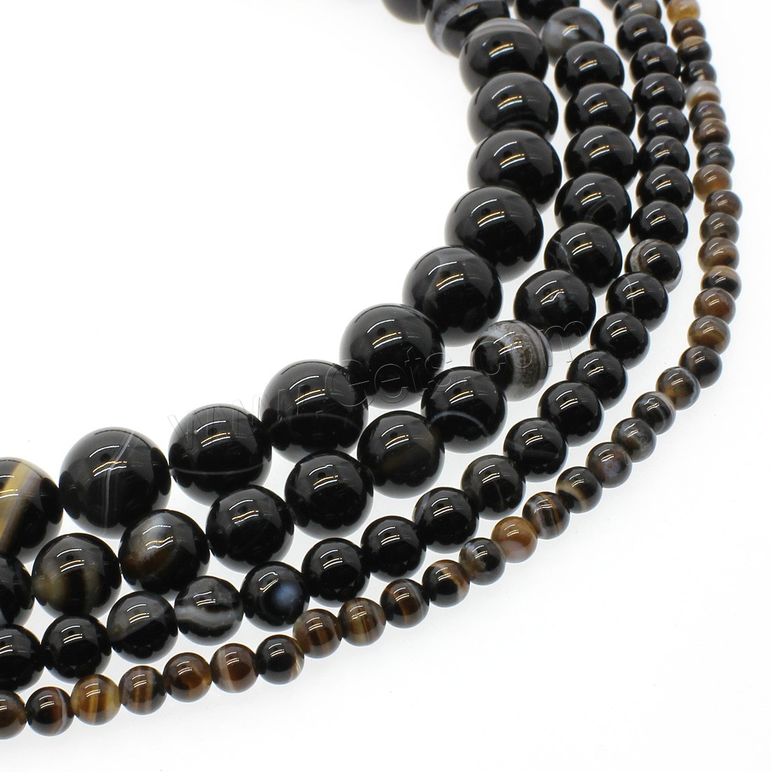 Perle Agate dentelle naturelle, agate lace, Rond, bijoux de mode & normes différentes pour le choix, noire, Trou:Environ 1mm, Longueur:Environ 14.9 pouce, Vendu par brin