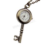 Zinc Alloy Watch Necklace, with Glass & Stainless Steel, Chinese movement, Key, antique brass color plated, vintage & Life water resistant & Unisex, metallic color plated Approx 31.5 Inch 