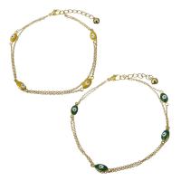 acier inoxydable bracelet, avec 1.5Inch chaînes de rallonge, Placage de couleur d'or, motif de mauvais œil & chaîne ovale & pour femme & 2 fils, plus de couleurs à choisir 1.5mm Environ 10 pouce, Vendu par brin