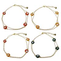 acier inoxydable bracelet, avec 1.5Inch chaînes de rallonge, Placage de couleur d'or, motif de mauvais œil & chaîne ovale & pour femme & 2 fils, plus de couleurs à choisir 1.5m Environ 10 pouce, Vendu par brin