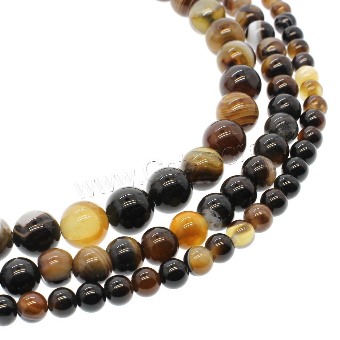 Natural Lace Agate Beads, Round, vintage & different size for choice, coffee color, Hole:Approx 1mm, Length:Approx 14.9 Inch, Sold By Strand