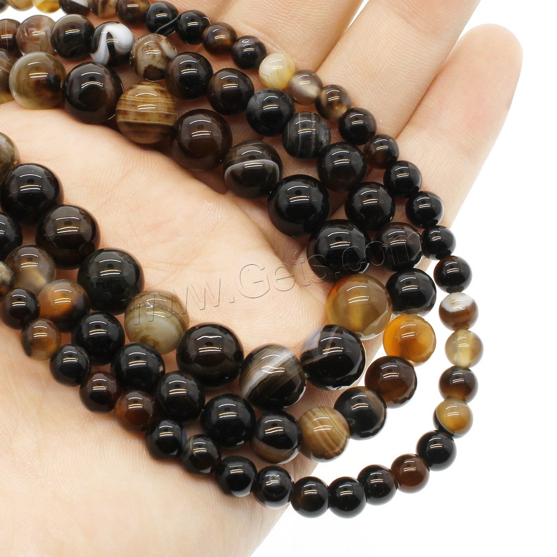 Natural Lace Agate Beads, Round, vintage & different size for choice, coffee color, Hole:Approx 1mm, Length:Approx 14.9 Inch, Sold By Strand