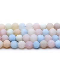 Morganit Perlen, rund, verschiedene Größen vorhanden & satiniert, Bohrung:ca. 1mm, Länge:ca. 14.9 ZollInch, verkauft von Strang