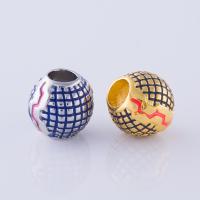 Brass Large Hole Bead, with Cloisonne, Round, plated, enamel Approx 3mm 