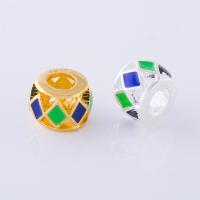 Brass Large Hole Bead, with enamel, Column, plated, vintage & fashion jewelry & hollow Approx 3mm 