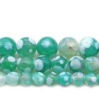 Natural Crackle Agate Bead, Flat Flower Agate, Round, polished green Approx 1mm 