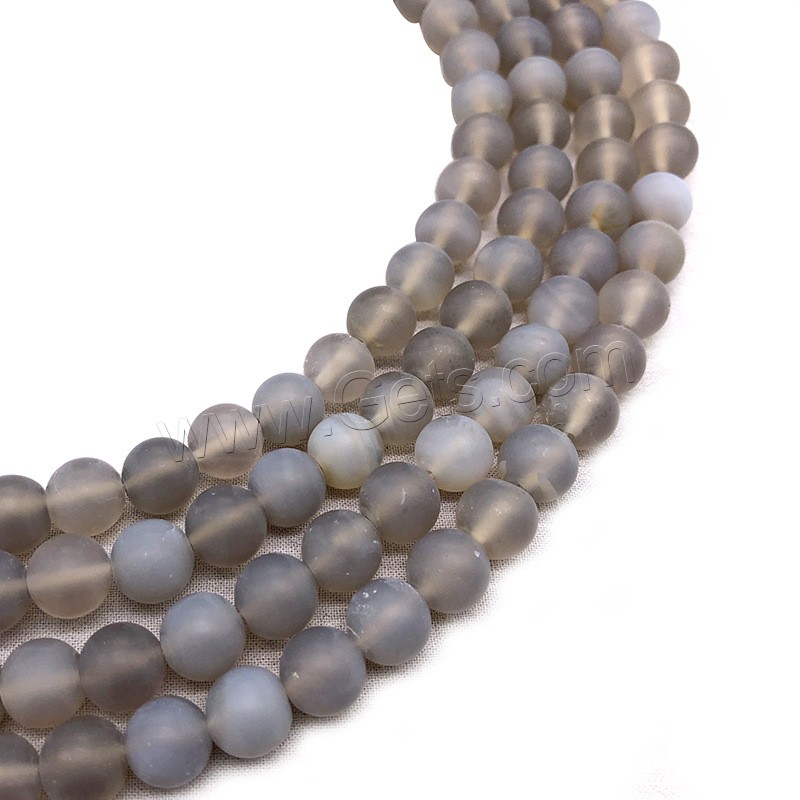 Natural Grey Agate Beads, Round, different size for choice & frosted, grey, Hole:Approx 1mm, Length:Approx 14.9 Inch, Sold By Strand