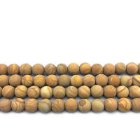 Perles de bois en pierre , pierre de grain, Rond, normes différentes pour le choix & givré, jaune de terre Environ 1mm Environ 14.9 pouce, Vendu par brin