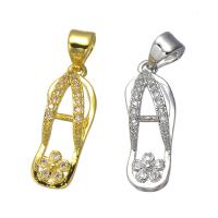 Cubic Zirconia Micro Pave Brass Pendant, Slipper, plated, fashion jewelry & DIY & micro pave cubic zirconia Approx 2mm 