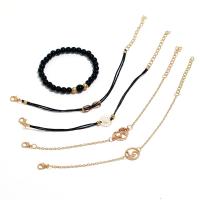Zinc Alloy Crystal Bracelets, gold color plated, 5 pieces & vintage & fashion jewelry & folk style & for woman 