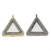 Glass Zinc Alloy Pendants, with Glass, Triangle, plated, It could be opened and beads could be put inside. & with rhinestone Approx 3mm 