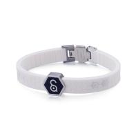 Silicone Bracelet, with Germanium & Magnet & Titanium Steel, Hexagon, plated, hygienical & Unisex 15mm Approx 8.2 Inch 